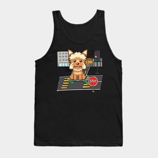 Funny yorkshire terrier is on a skateboard Tank Top